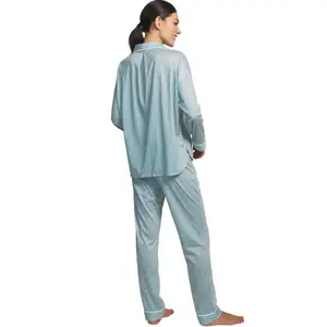 Women's long sleeve shirt and pyjama trousers Selmark Algodon image-1