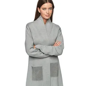 Damen Mid-Length Jacke mit glänzenden Taschen Selmark PC1 Style ADD image-5