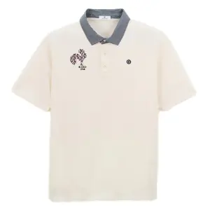Polo Serge Blanco Broderie Coq