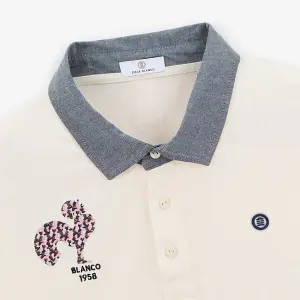 Polo Serge Blanco Broderie Coq image-2