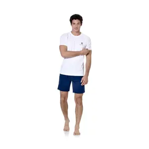 Ensemble pyjama court avec t-shirt col V Dom Serge Blanco image-0