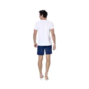 Ensemble pyjama court avec t-shirt col V Dom Serge Blanco image-2