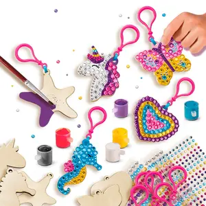 Creative activities make wooden key rings with diamonds SES Creative image-2