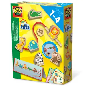 Creative activities wooden beads to thread animals SES Creative My first image-0