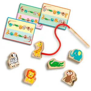 Creative activities wooden beads to thread animals SES Creative My first image-1