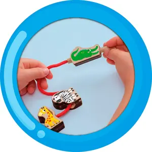 Creative activities wooden beads to thread animals SES Creative My first image-3