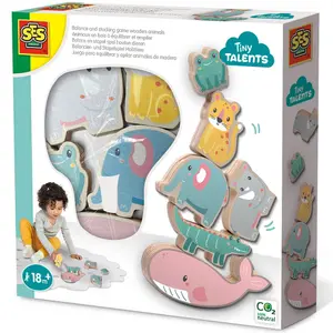 Educational wooden animal games for balancing and stacking SES Creative Tiny Talents image-0