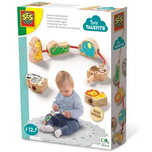 Wooden lace-up animal bead building set SES Creative Tiny Talents image-0