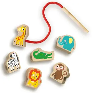 Wooden lace-up animal bead building set SES Creative Tiny Talents image-1