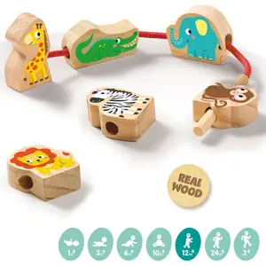 Wooden lace-up animal bead building set SES Creative Tiny Talents image-3