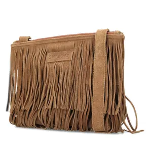 Sac bandoulière à franges en suède huilé femme Shabbies Amsterdam Festival image-1