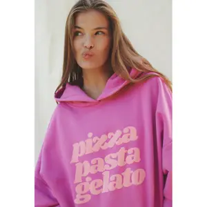 Women's hooded sweatshirt She is Sunday Pizza Pasta Gelato image-3