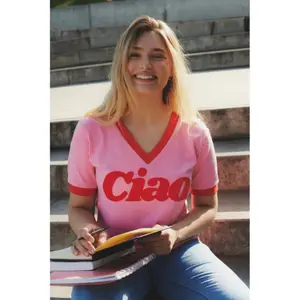 V-neck T-shirt She is Sunday Ciao image-2