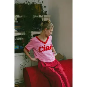 V-neck T-shirt She is Sunday Ciao image-3