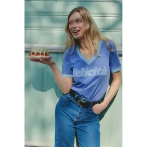 V-neck T-shirt She is Sunday Felicita image-1