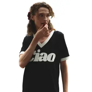 V-neck T-shirt She is Sunday Ciao image-3