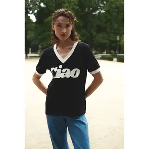 V-neck T-shirt She is Sunday Ciao image-1