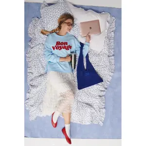 Velvet Tote Bag Women She is Sunday Nordic image-3
