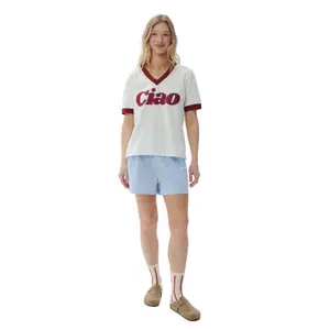 V-neck T-shirt She is Sunday Ciao image-0