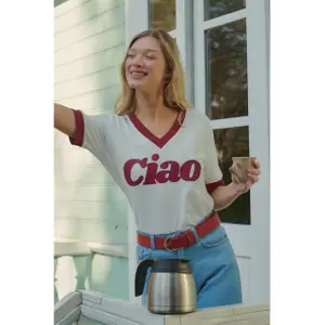 V-neck T-shirt She is Sunday Ciao image-3