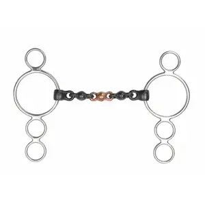 Mors mit 3 Ringen für Pferde mit einem Mundstück aus weichem Eisen Shires Waterford image-0