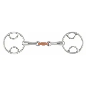 Mundstück mit 2 schrägen Ringen und Kupferplättchen für Pferde Shires Equestrian image-0
