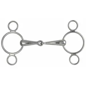 Mors 2 anelli per cavallo a bocca cava Shires image-0