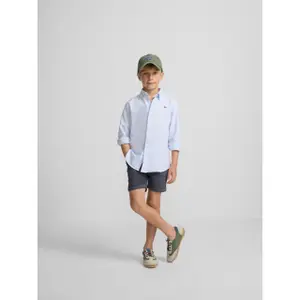 Striped long-sleeve oxford shirt for kids Silbon image-3