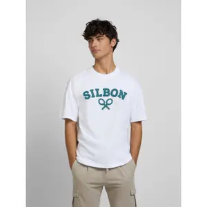 T-Shirt mit lässigem Schnitt und Schläger-Muster Silbon image-1