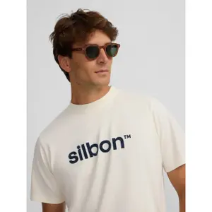 T-Shirt mit Flockmotiv Silbon image-6