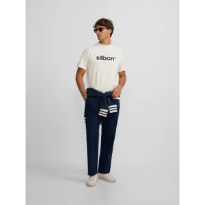 T-Shirt mit Flockmotiv Silbon image-1
