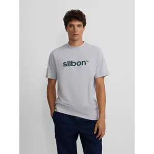 T-shirt med flocktryck Silbon image-2