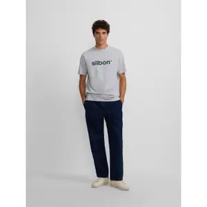 T-shirt med flocktryck Silbon image-1
