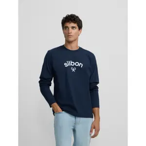 Langarm-T-Shirt mit mittlerem Logo Silbon image-1