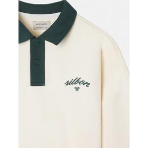 Felpa con col polo a contrasto e motivo racchetta Silbon image-2