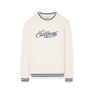 Bawełniany sweatshirt w paski przy dekolcie Silbon image-0