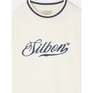 Bawełniany sweatshirt w paski przy dekolcie Silbon image-2