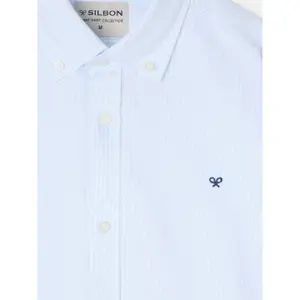 Camicia a maniche lunghe in tessuto oxford a righe Silbon image-5