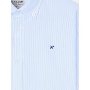 Chemise manches longues en tissu oxford à large rayures Silbon image-2