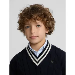 Kids' mixed wool roll neck jumper Silbon image-5