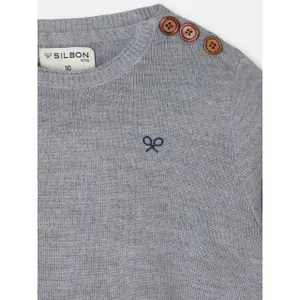 Buttoned round neck jumper for kids Silbon image-2