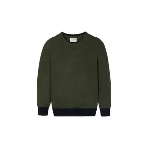 Blue children's ribbed round neck sweater with elastic hem Silbon image-0