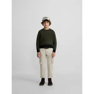 Blue children's ribbed round neck sweater with elastic hem Silbon image-3