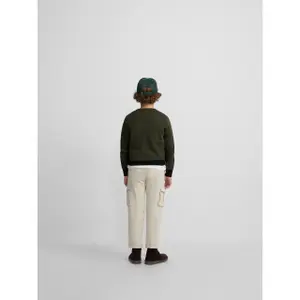 Blue children's ribbed round neck sweater with elastic hem Silbon image-6