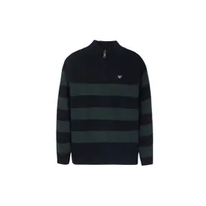 Striped quarter zip high neck jumper for kids Silbon image-0
