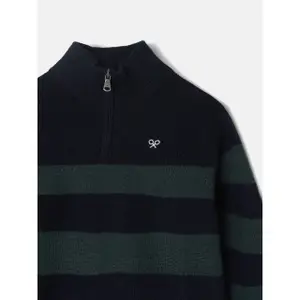 Striped quarter zip high neck jumper for kids Silbon image-2