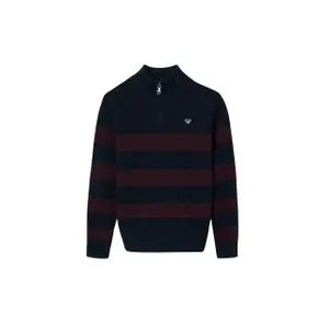 Striped quarter zip high neck jumper for kids Silbon image-0