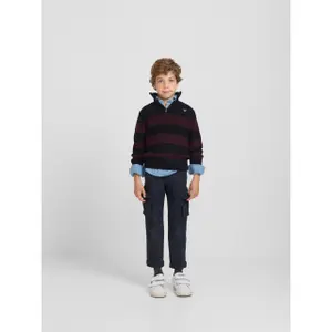Striped quarter zip high neck jumper for kids Silbon image-3