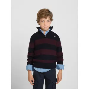 Striped quarter zip high neck jumper for kids Silbon image-4