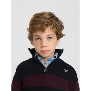 Striped quarter zip high neck jumper for kids Silbon image-5